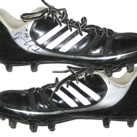 Jorrick Calvin Troy Trojans Game Used & Signed Black, Silver & White Adidas Scorch Cleats