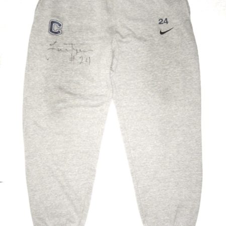 Larry Taylor Player Issued & Signed Official Connecticut Huskies #24 Gray XL Sweatpants