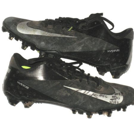 Thomas Mayo New York Jets 2013 OTA’s Worn & Signed Black & Silver Nike Vapor Elite Cleats