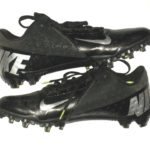 Thomas Mayo New York Jets 2013 OTA’s Worn & Signed Black & Silver Nike Vapor Elite Cleats