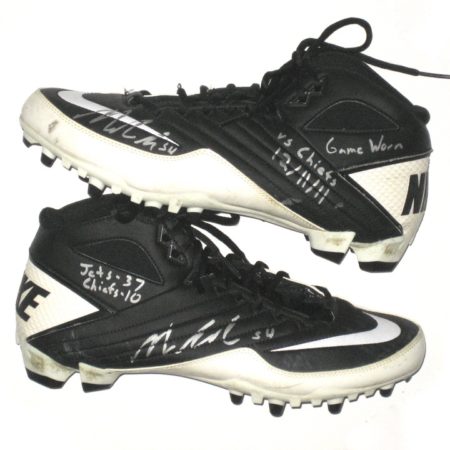 Nick Bellore New York Jets Game Worn & Signed White & Black Nike Cleats - Win Vs Kansas City Chiefs, 4 Tackles!!