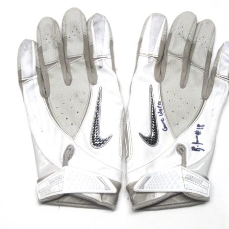 Blake Jackson Oklahoma State Cowboys Game Worn & Signed White & Silver Nike Vapor Carbon Gloves