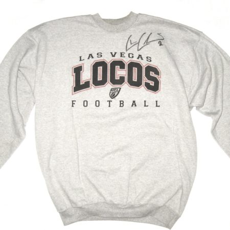 Chase Clement Training Worn & Signed Official Gray Las Vegas Locomotives XL Sweatshirt