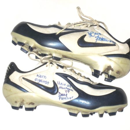 Dane Fletcher Montana State Bobcats Game Worn & Signed White & Blue Nike Cleats – Worn Vs Rival Montana Grizzlies!!