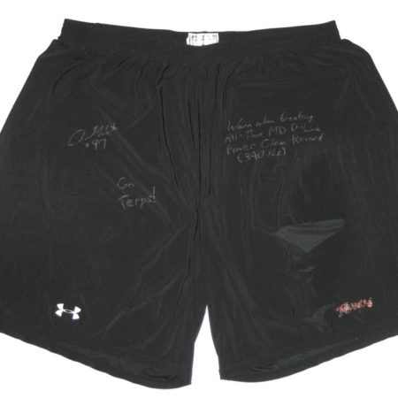 Dean Muhtadi AKA Mojo Rawley Training Worn & Signed Official Maryland Terrapins Under Armour 4XL Shorts - Worn for Terps D-Line Power Clean Record!!