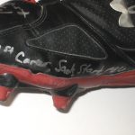Dean Muhtadi Maryland Terrapins Game Worn & Signed Black & Red Under Armour Cleats - Worn for 1st Career Start & Sack!
