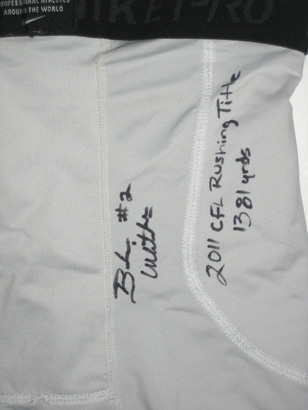 Brandon Whitaker Montreal Alouettes Game Worn & Signed Nike Compression Shorts - Image 3