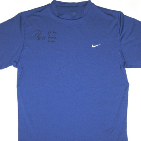 John Conner Kentucky Wildcats Game Worn & Signed Blue Nike Dri-Fit XL Shirt