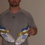 Korey Bosworth with UCLA Bruins Game Worn & Signed White, Blue & Gold Adidas Mayhem Cleats