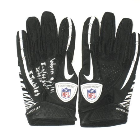 Nick Bellore New York Jets Game Worn & Signed Black & White Nike Vapor Jet Gloves – Worn Vs Philadelphia Eagles, 5 Tackles!!!