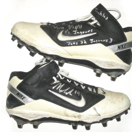 Nick Bellore New York Jets Game Used & Signed Nike Cleats - Worn Vs Jacksonville Jaguars in 32-3 Win, Mo Wilkerson 1st NFL Sack!