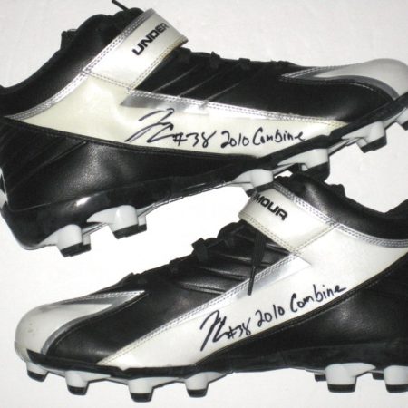 John Conner 2010 NFL Combine Worn & Signed White & Black Under Armour Cleats – Worn for Shuttle Run and Three-Cone Drill!