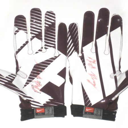 Kaleb Ramsey Boston College Eagles Game Worn & Signed Maroon & White Nike Superbad XXL Gloves