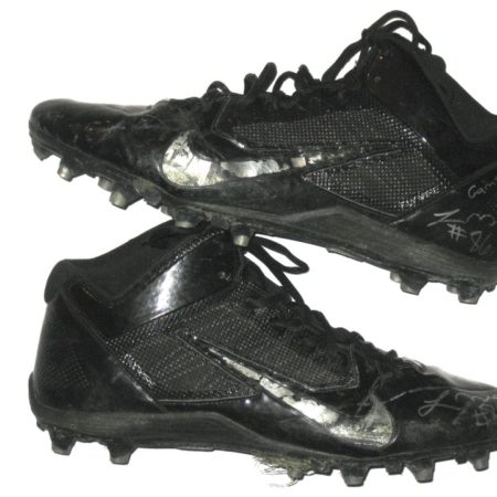 Lawrence Virgil Valdosta State Blazers Game Used & Signed Black and Silver Nike Alpha Cleats