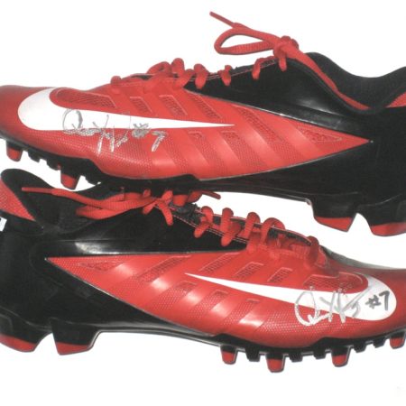Quron Pratt Rutgers Scarlet Knights Game Worn & Signed Red, White & Black Nike Cleats