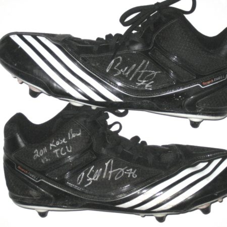 Bill Nagy Wisconsin Badgers Game Used & Signed Black & White Adidas Scorch Cleats - Worn in 2011 Rose Bowl Vs TCU Horned Frogs!!