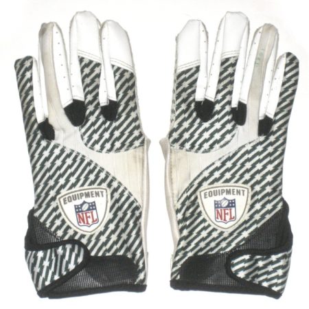 John Griffin New York Jets 2013 OTAs Worn & Signed White & Green Reebok Griptonite Gloves