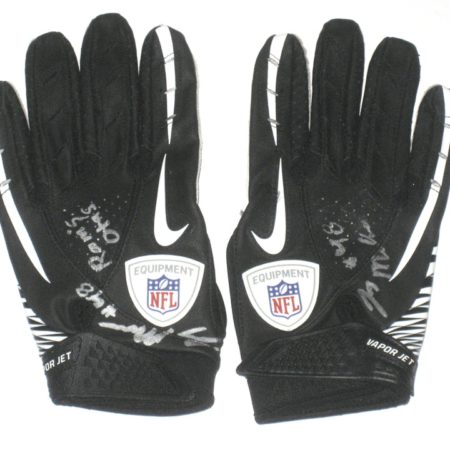Johnny Millard St Louis Rams 2014 OTAs Worn & Signed Black & White Nike Vapor Jet Gloves