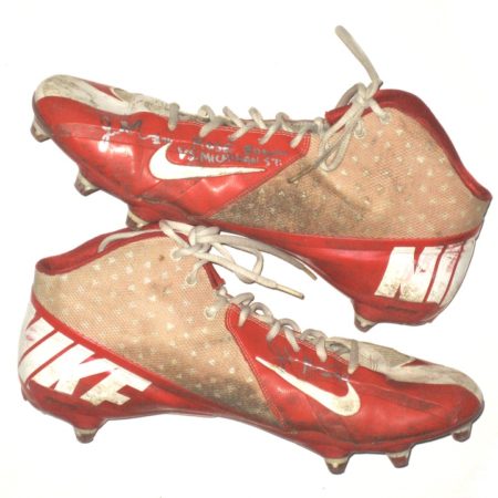 Josh Mauro Stanford Cardinal Game Worn & Signed Red & White Nike Cleats – Worn In 2014 Rose Bowl Vs Michigan State Spartans!