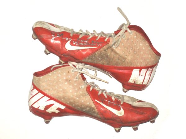 Josh Mauro Stanford Cardinal Game Worn & Signed Red & White Nike Cleats – Worn In 2014 Rose Bowl Vs Michigan State Spartans!