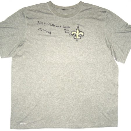 Lawrence Virgil 2014 Rookie Mini Camp & OTA’s Worn & Signed New Orleans Saints Nike 2XL Shirt