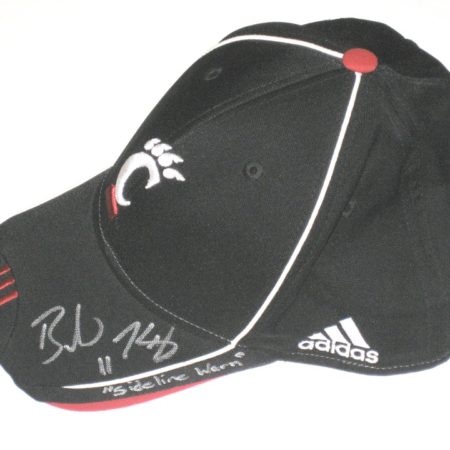 Brendon Kay Sideline Worn & Signed Official Cincinnati Bearcats Black & Red Adidas Hat