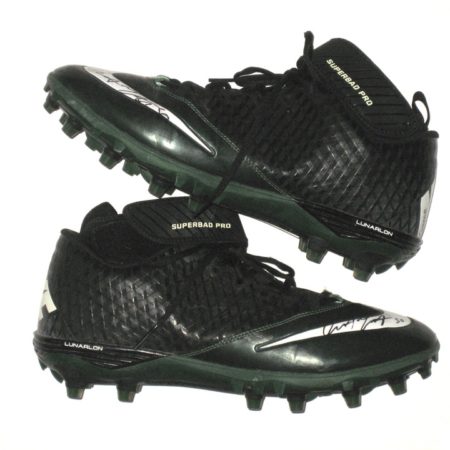 Garrett McIntyre New York Jets Game Worn & Signed Green & Black Nike Superbad Pro Cleats