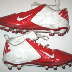 RJ Dill Rutgers Scarlet Knights Game Worn & Signed Red & White Nike Cleats - Image 4