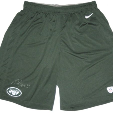 Nick Bellore Practice Worn & Signed Official Green New York Jets Nike Dri-Fit Shorts