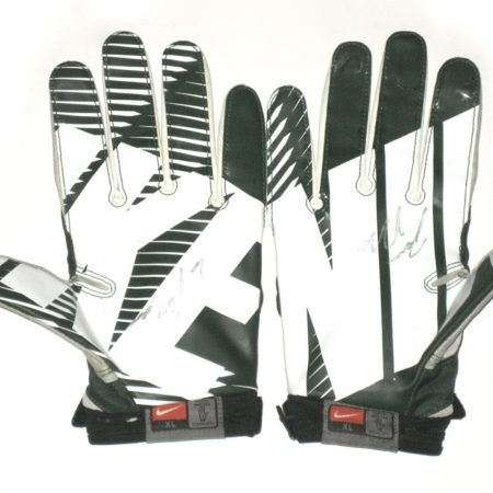 Johnny Millard Cal Poly Mustangs Game Worn & Signed Green, White & Gray Nike Gloves