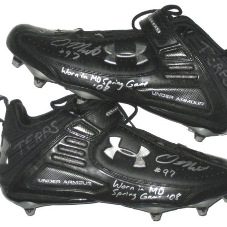 Dean Muhtadi AKA Mojo Rawley Maryland Terrapins Game Used & Signed Black & Silver Under Armour Cleats - Worn for 2008 Spring Game!!!