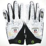 Larry Taylor New York Jets Training Camp Worn & Signed White & Black Reebok Gloves