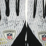 Larry Taylor New York Jets Training Camp Worn & Signed White & Black Reebok Gloves - Image 2