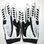 Larry Taylor New York Jets Training Camp Worn & Signed White & Black Reebok Gloves - Image 3