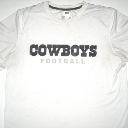 Kendial Lawrence Player Issued White Dallas Cowboys Football #28 Nike Shirt