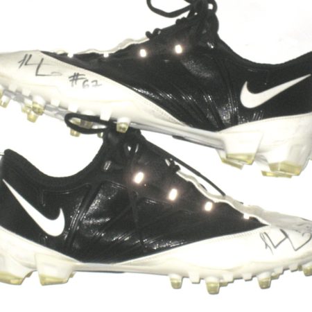 Shawn Lauvao 2010 NFL Combine Worn & Autographed Black & White Nike Speed Cleats - Was one of the Top Performers!!