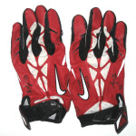 Kerry Wynn New York Giants Rookie Game Worn & Signed Red and White Nike Gloves -Great Use!!!!