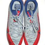 Orleans Darkwa New York Giants Game Worn & Signed Red, Gray & Blue Nike Cleats - Image 4