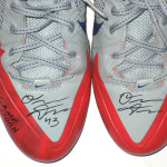 Orleans Darkwa New York Giants Game Worn & Signed Red, Gray & Blue Nike Cleats - Image 5