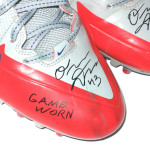 Orleans Darkwa New York Giants Game Worn & Signed Red, Gray & Blue Nike Cleats - Image 6