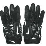 Jay Bromley New York Giants Rookie Game Worn & Signed Black & White Nike Gloves