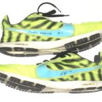 Kerry Wynn 2014 NFL Combine Worn & Signed Neon Green, Black & Blue Nike Sneakers - Worn for Vertical Leap! - Image 2