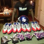 Orleans Darkwa New York Giants Game Worn & Signed Red, Gray & Blue Nike Cleats - Image 12