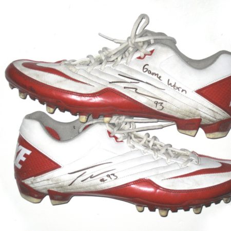 Trent Murphy Stanford Cardinal Game Used & Signed Cardinal & White Nike Cleats