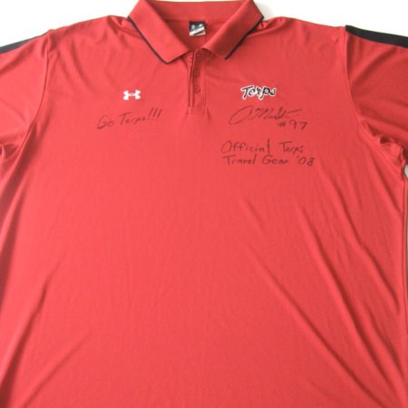 Dean Muhtadi Mojo Rawley Travel Worn & Signed Official Maryland Terrapins Under Armour 4XL Polo Shirt