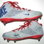 Jay Bromley New York Giants Rookie Game Worn & Signed Blue, Red & Gray Nike Cleats - Image 4