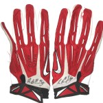 Jay Bromley New York Giants Rookie Game Worn & Signed Red & White Nike Gloves