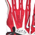 Jay Bromley New York Giants Rookie Game Worn & Signed Red & White Nike Gloves - Image 2