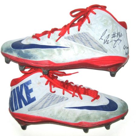 Jay Bromley New York Giants Rookie Game Used & Signed Gray, Blue & Red Nike Cleats