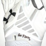 AJ Francis Miami Dolphins Practice Worn & Signed “Go Fins!” White & Silver Under Armour Gloves - Image 2